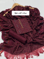 3 Pcs Women's Unstitched Printed Embroidered Suit