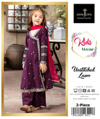 2 Pcs Girl's Lawn Embroidered Unstitched Suit