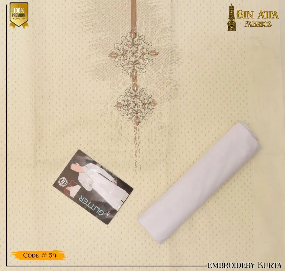 Men’s Unstitched Paper Cotton Embroidered Suit