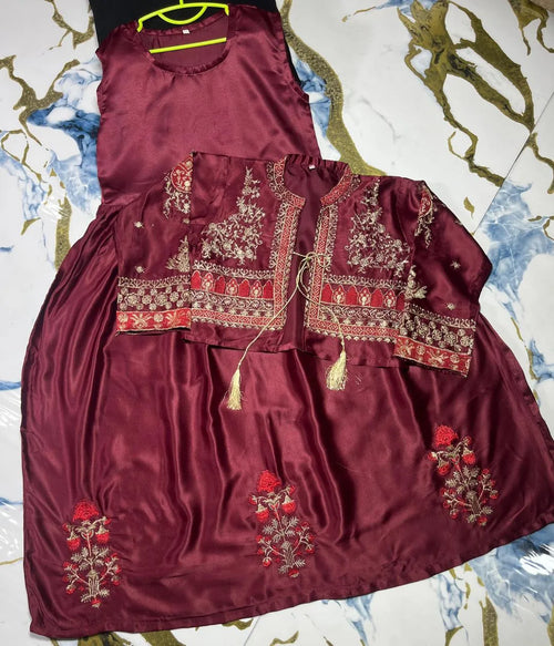 2 Pcs Girl's Frock And Trouser Suit