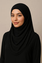 Double Loop Instant Hijab Black Georgette Ready to Wear Hijab for Women Pinless scarf girl Hijab Style