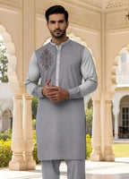 Men’s Unstitched Paper Cotton Embroidered Suit