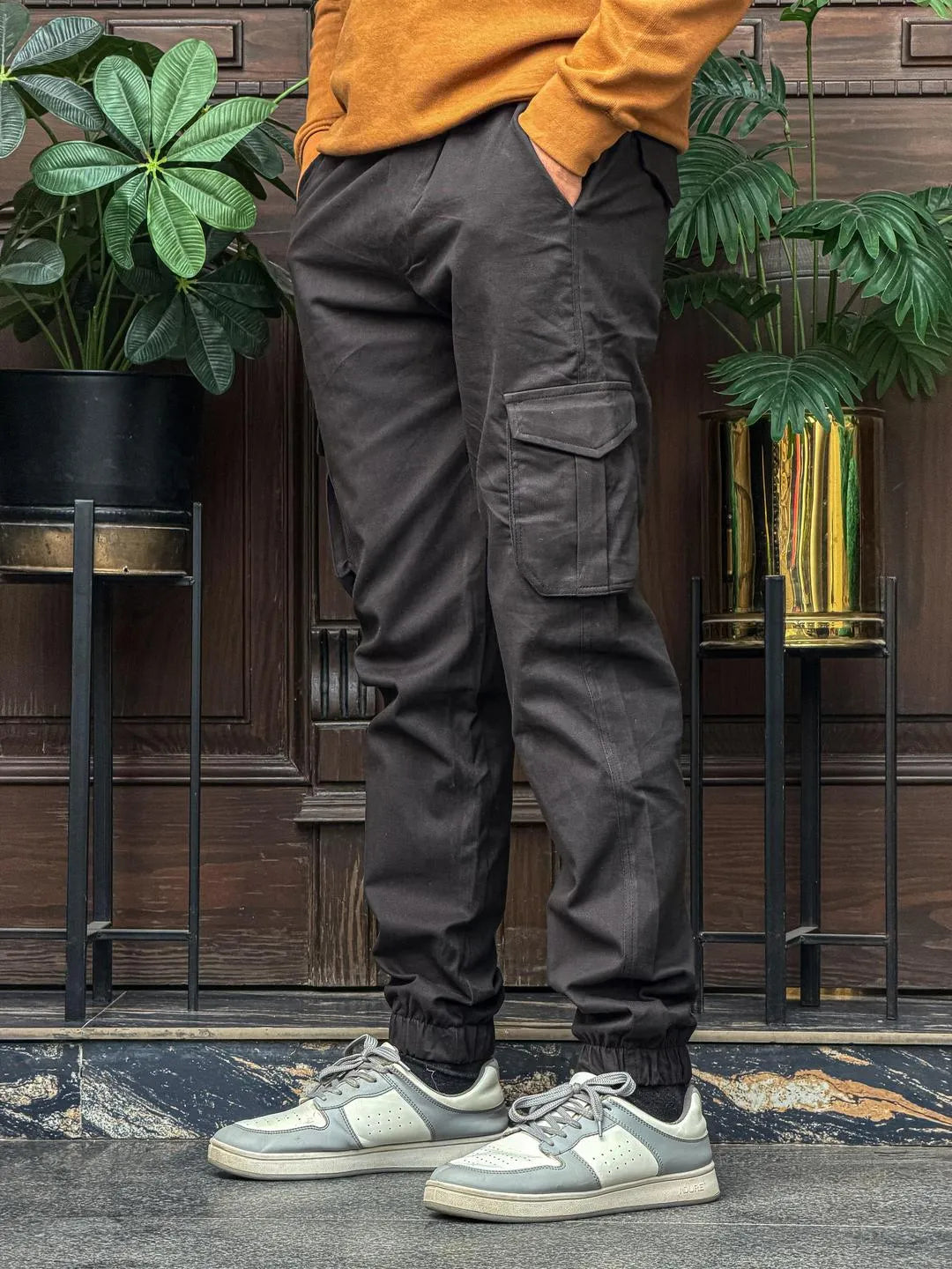 1 Pc Men's Cotton Plain Cargo Pants