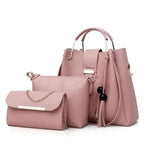 Women's Leather Plain Hand Bag 3 Pieces Set
