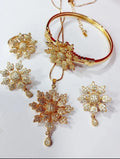 New Elegant Flower Design Zarcoon Locket set With Ring And Bracelet For Girls And Women's