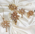 New Elegant Flower Design Zarcoon Locket set With Ring And Bracelet For Girls And Women's