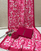 3 Pcs Women's Unstitched Katan Silk Plain Suit