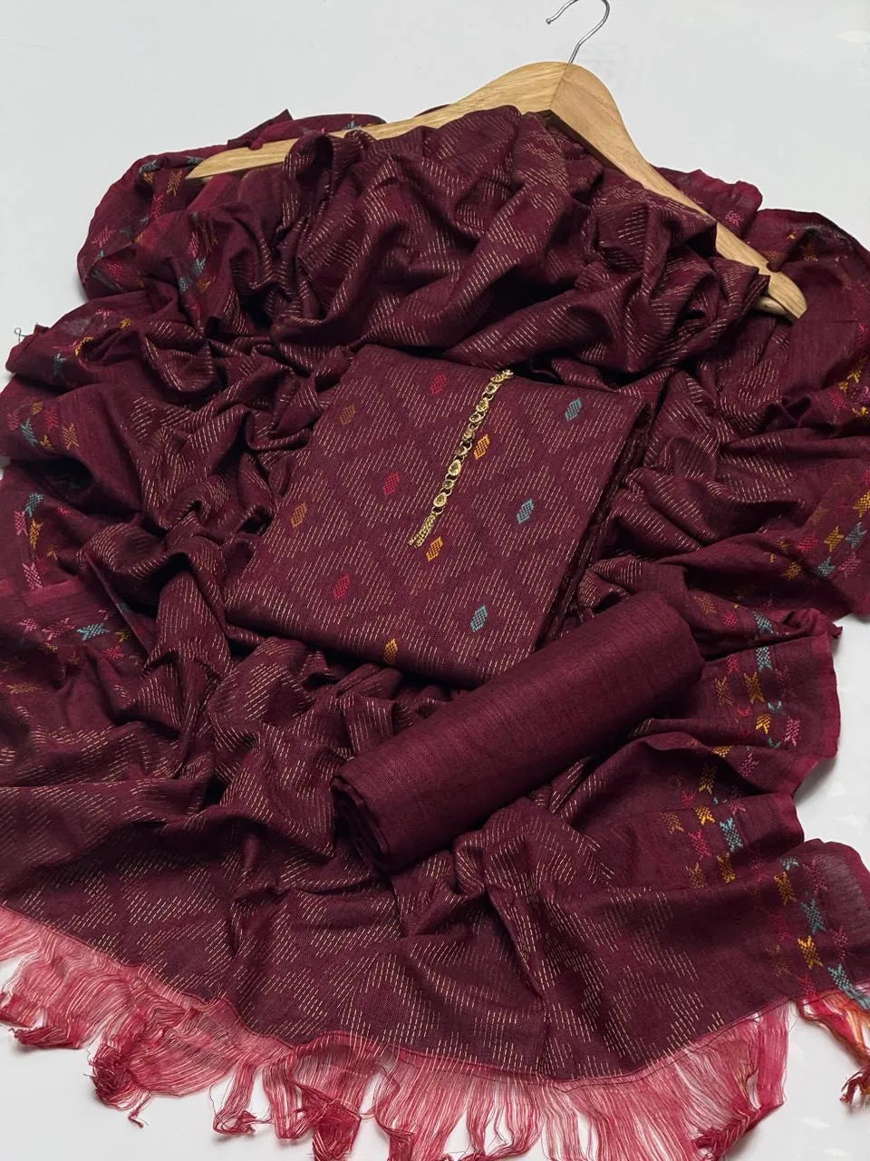 3 Pcs Women's Unstitched Printed Embroidered Suit