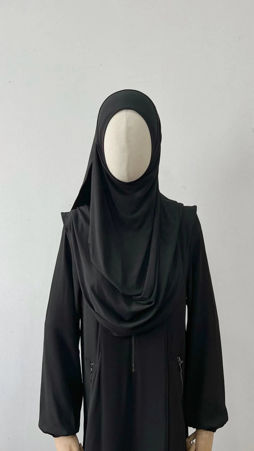 Double Loop Instant Hijab Black Georgette Ready to Wear Hijab for Women Pinless scarf girl Hijab Style