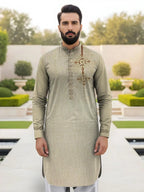 Men’s Unstitched Paper Cotton Embroidered Suit