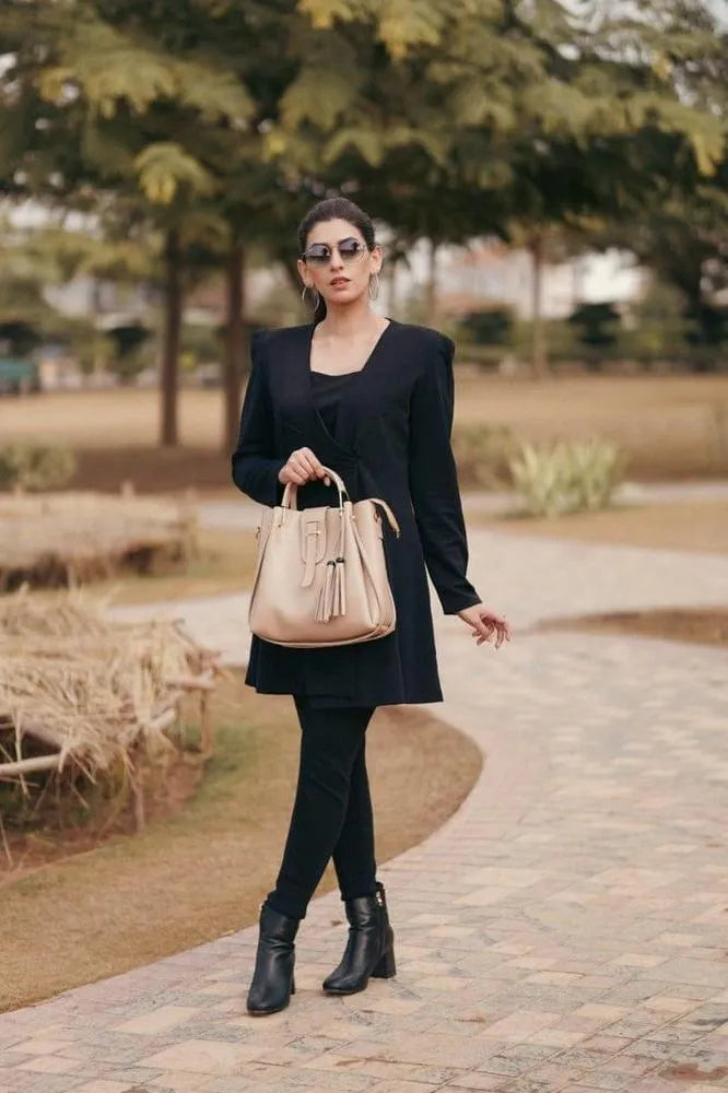 Women's Leather Plain Hand Bag 3 Pieces Set