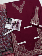 3 Pcs Women's Unstitched Printed Embroidered Suit