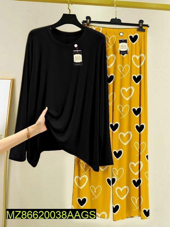 2 Pcs Women's Stitched Cotton Jersey Printed Night Suit