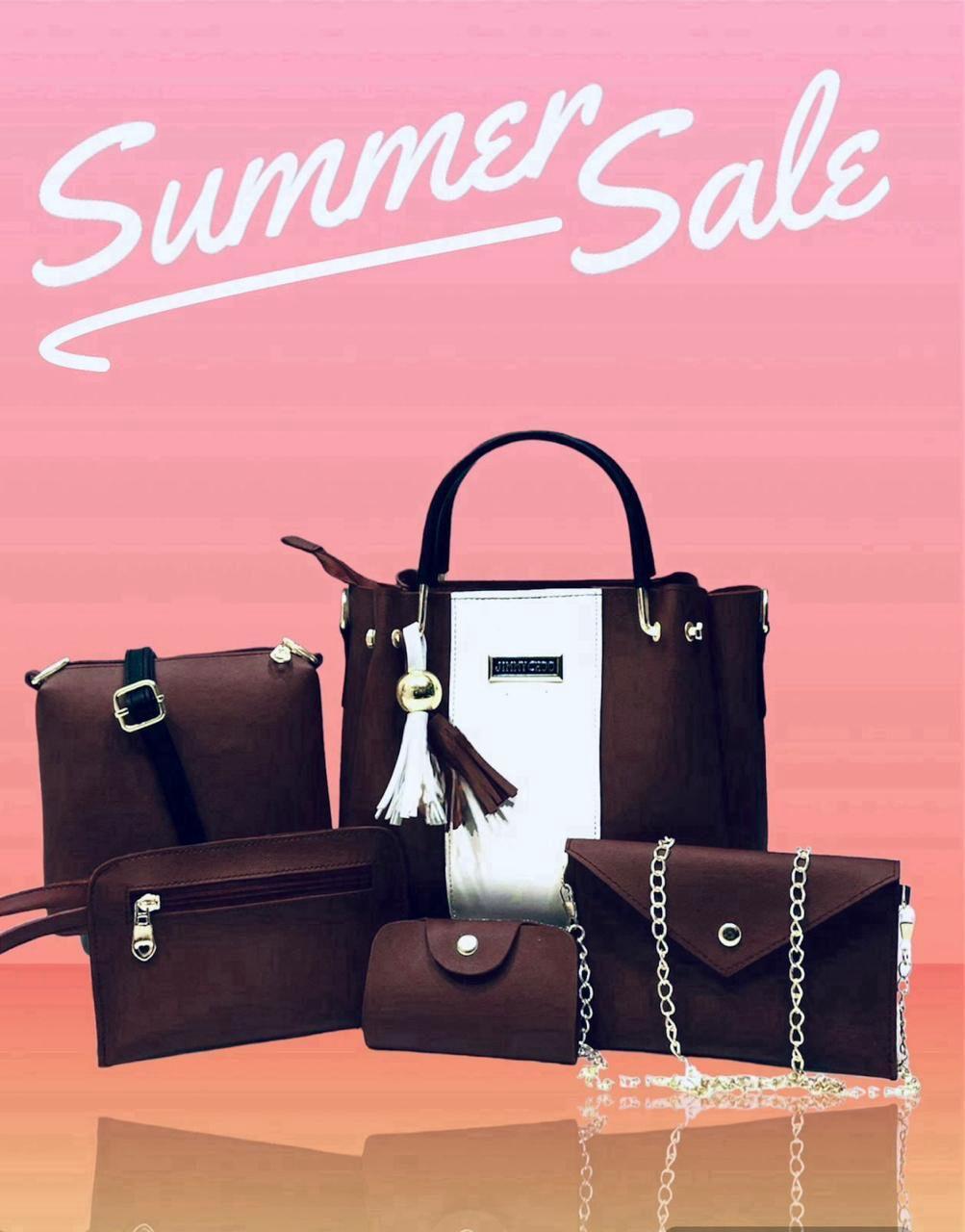 Chic Girl's Hand Bag Set - 5 Pcs Rexine in Vibrant Colors