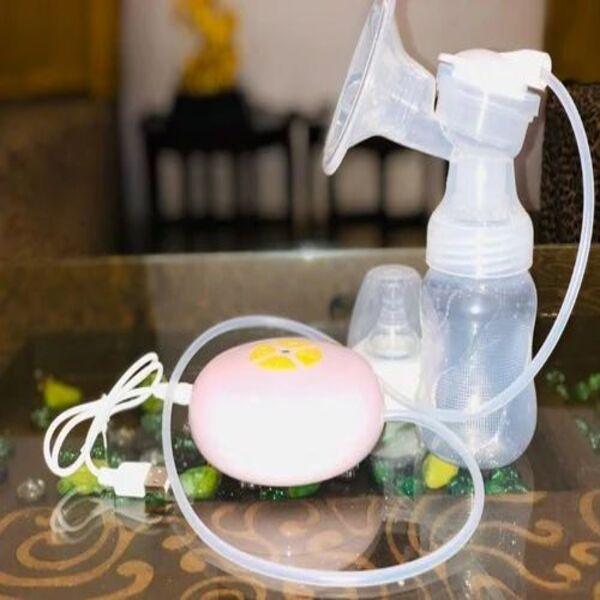 Silicone Pink Breast Pump Set - Includes 1 Breast Pump, 1 Bottle, 1 Pacifier, 1 USB Cable