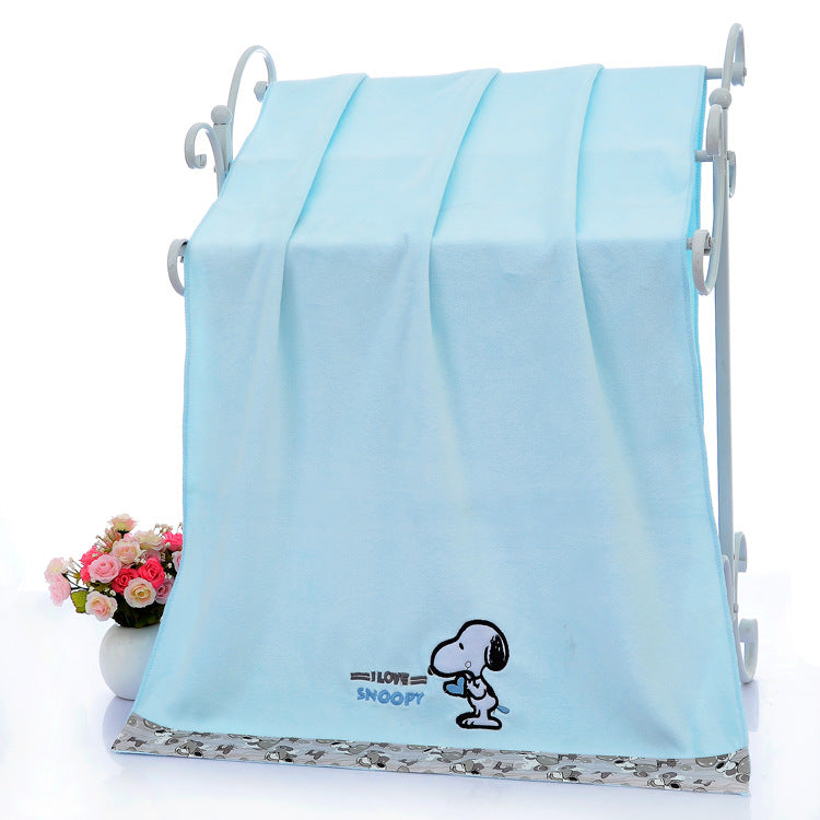 Set of Microfiber Cloth Edge Embroidered Bath Towel Cartoon Thickened Children and Adults Universal One Piece Drop Shipping Beach