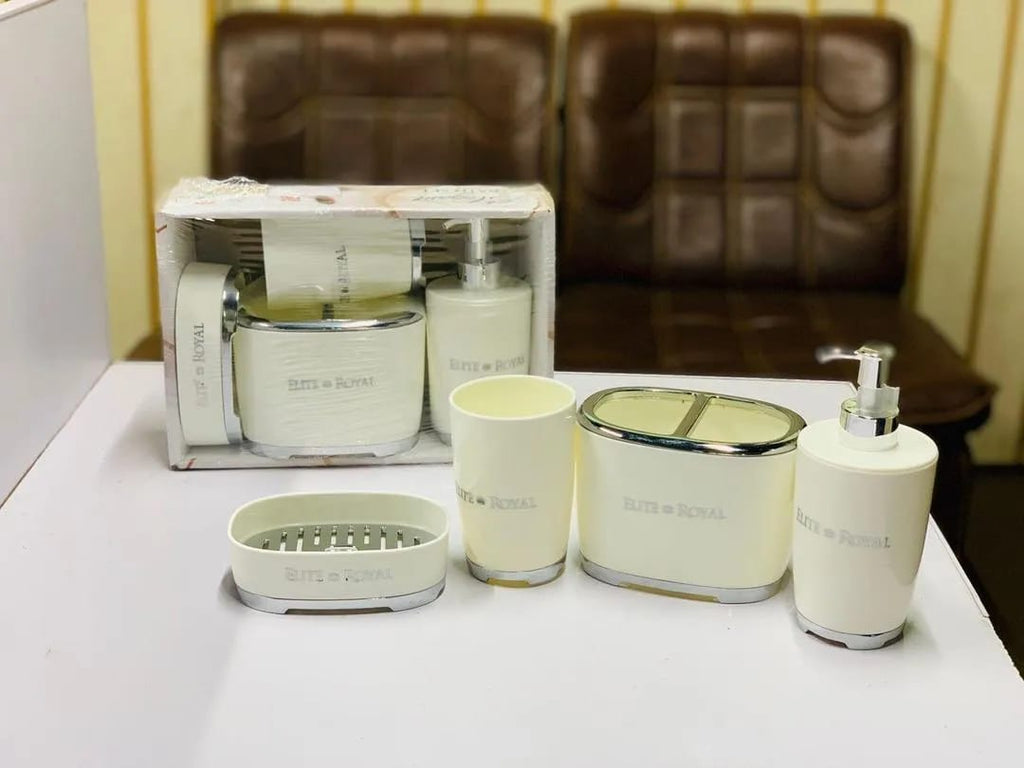 Luxury Royal Bath Set 4-Piece Set – Includes a soap dispenser, brushes holder, soap stand, and more.
