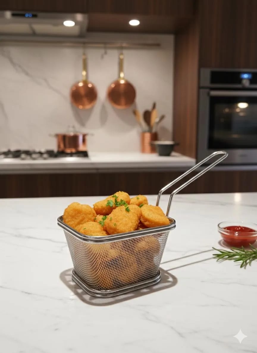 Professional Stainless Steel Large Serving Basket - 1 Pc