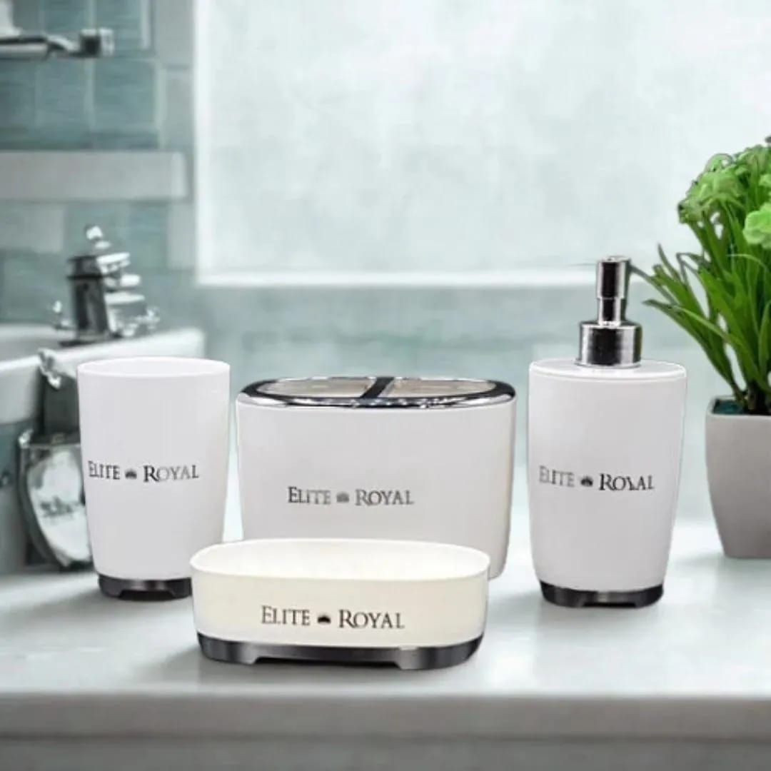 Luxury Royal Bath Set 4-Piece Set – Includes a soap dispenser, brushes holder, soap stand, and more.
