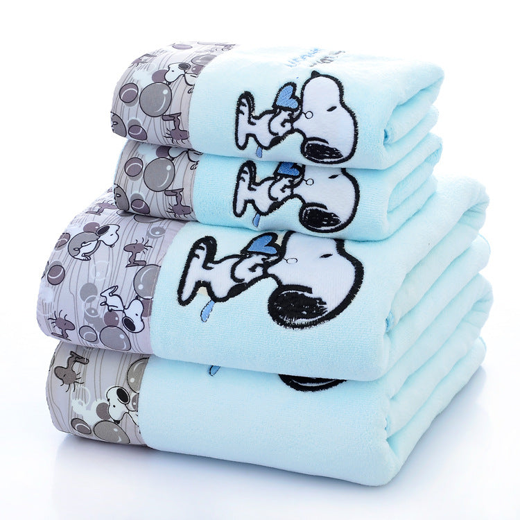 Set of Microfiber Cloth Edge Embroidered Bath Towel Cartoon Thickened Children and Adults Universal One Piece Drop Shipping Beach